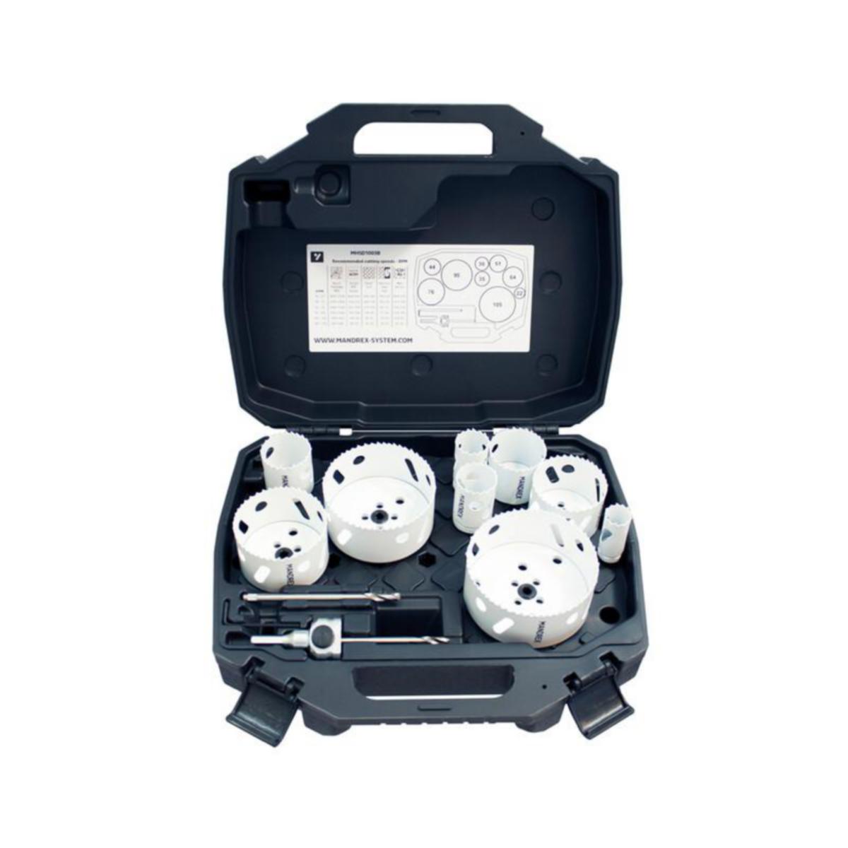 Reikäsahasarja Mandrex 9osaa 20-79mm putkiasentaja - REIKÄSAHA 20-79MM REIKÄSAHASARJA