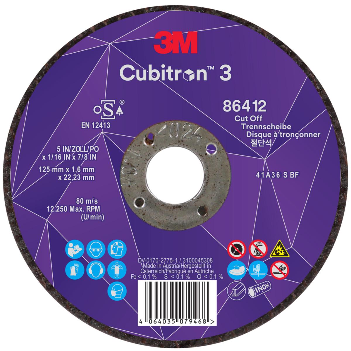 Katkaisulaikka 3M™ Cubitron™ 3 T41 - KATKAISULAIKKA 125X1.6X22.23MM 3M CUBITRON 3 T41