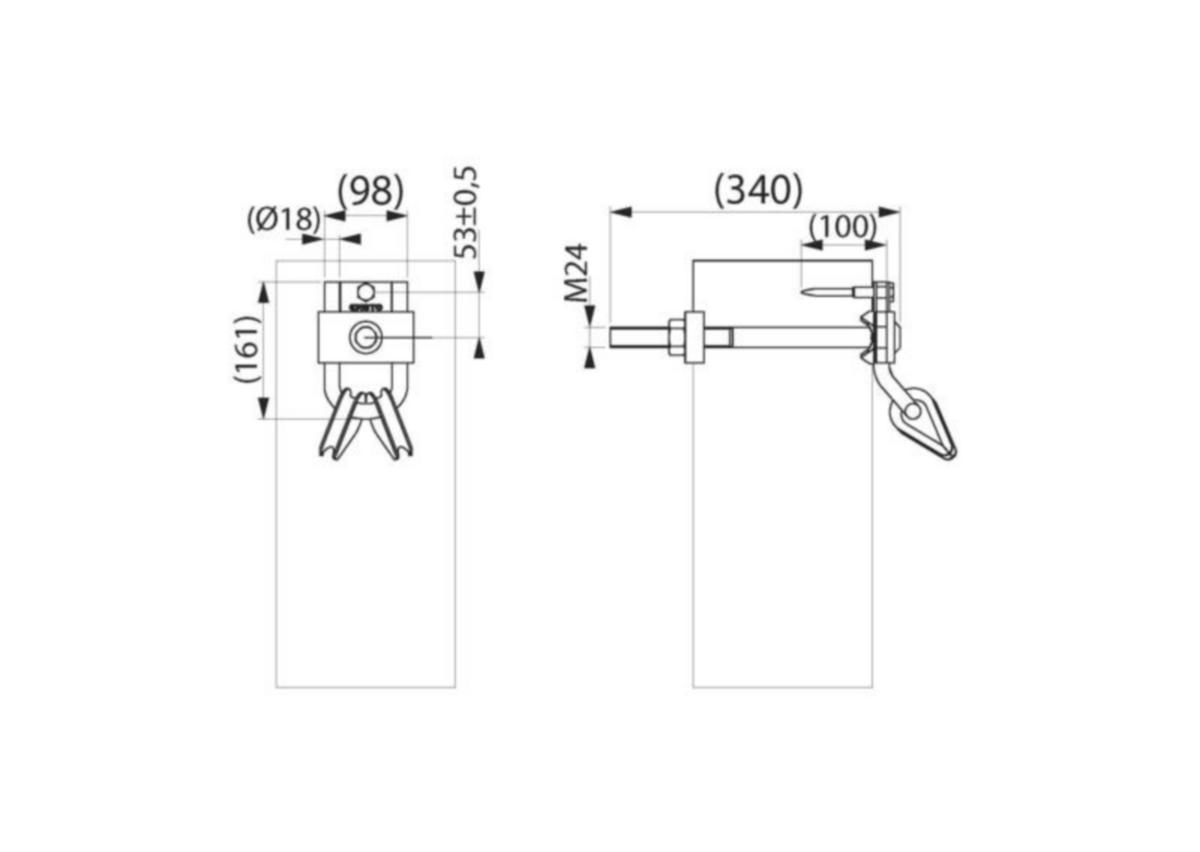 Harusrautakiinnikesarja puupylväälle Ensto UN - HARUSRAUTA ENSTO UN SH651.1 2x25mm2 YKSIPUOLINEN