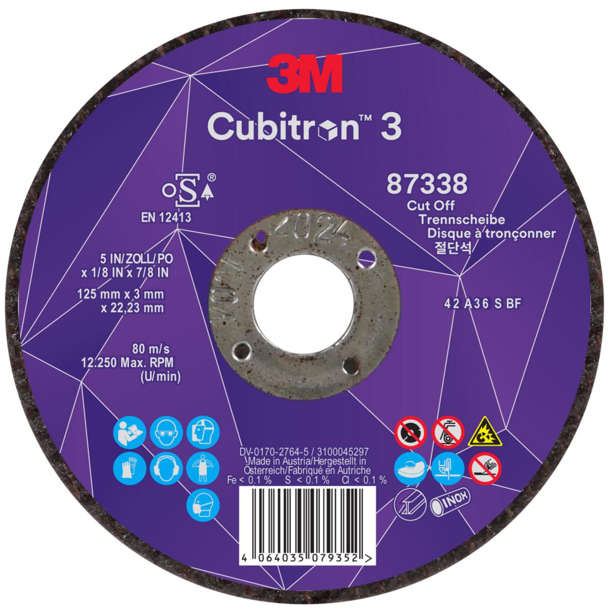 Katkaisulaikka 3M™ Cubitron™ 3 T42 - KATKAISULAIKKA 125X3X22.23MM 3M CUBITRON 3 T42 NAPASYVEN.