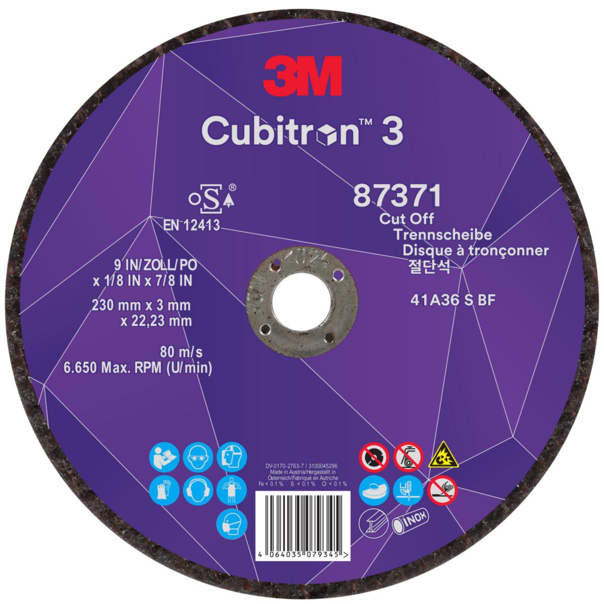 Katkaisulaikka 3M™ Cubitron™ 3 T41 - KATKAISULAIKKA 230X3X22.23MM 3M CUBITRON 3 T41