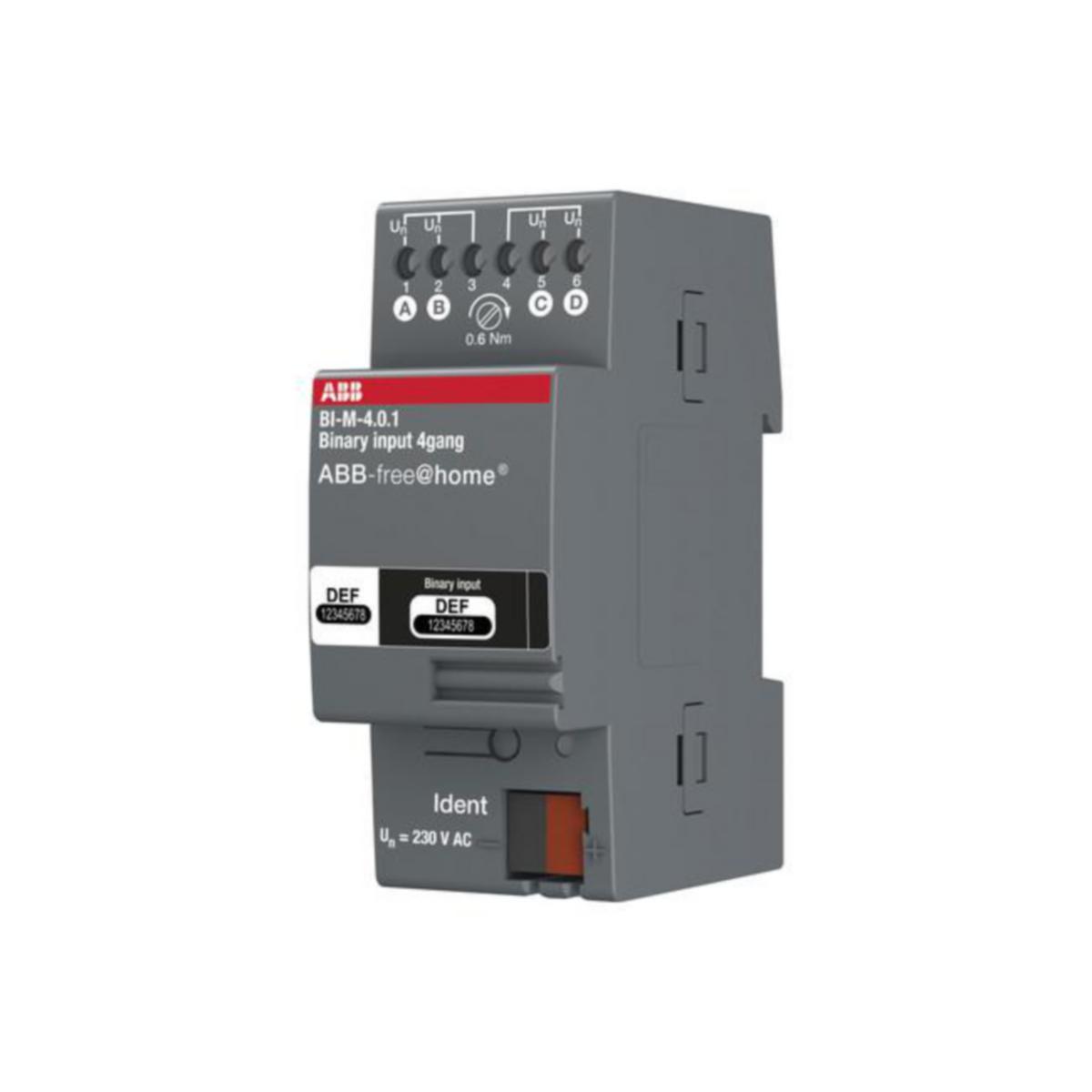 Tuloyksikkö ABB-free@home BI-M-4.0.1 - TULOYKSIKKÖ ABB FREEHOME 4B/230VAC T DIN