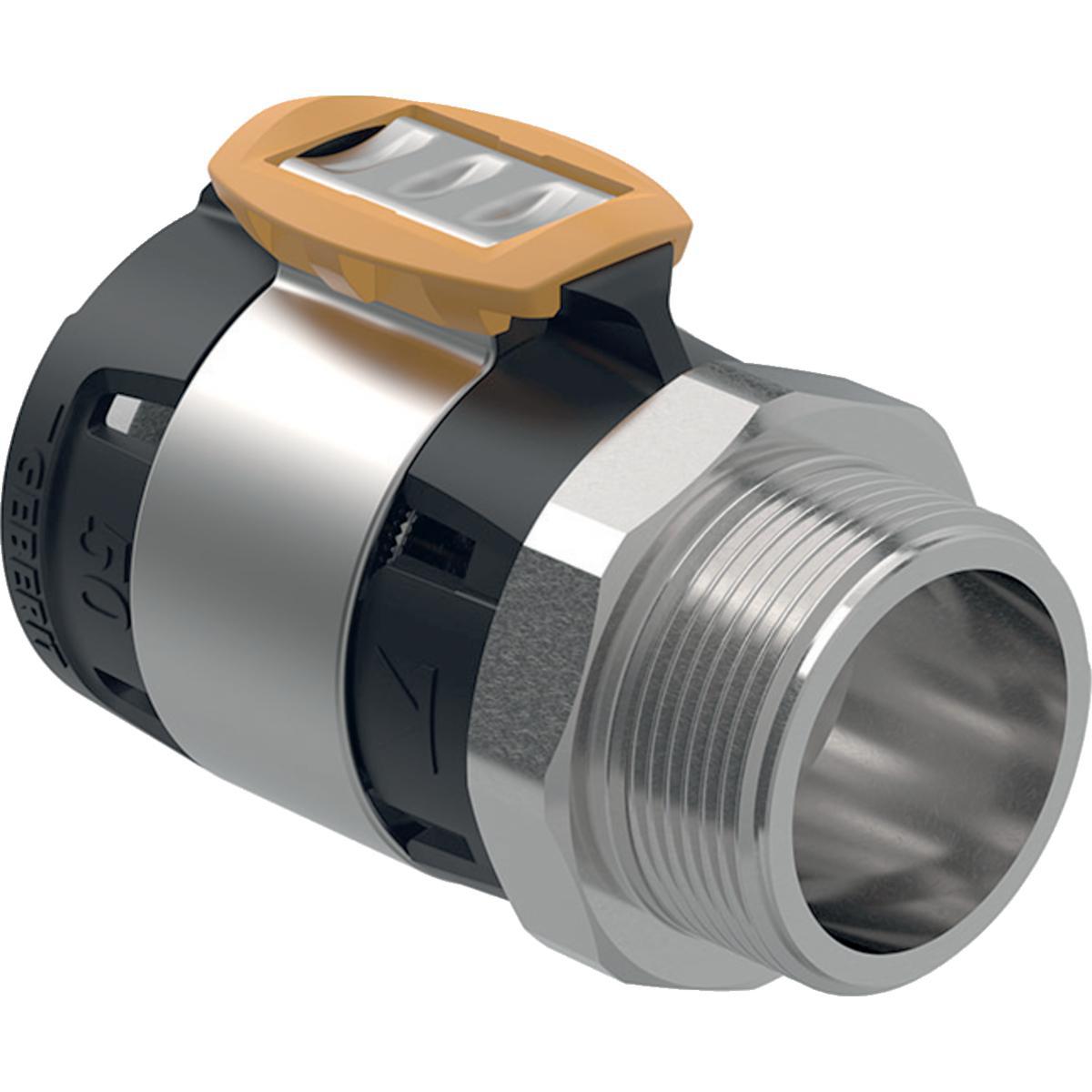 Liitinmuhvi Geberit FlowFit uk RST - PURISTUS-/KIERRELIITIN SUORA ULKOKIERTEELLÄ D75-R2 1/2
