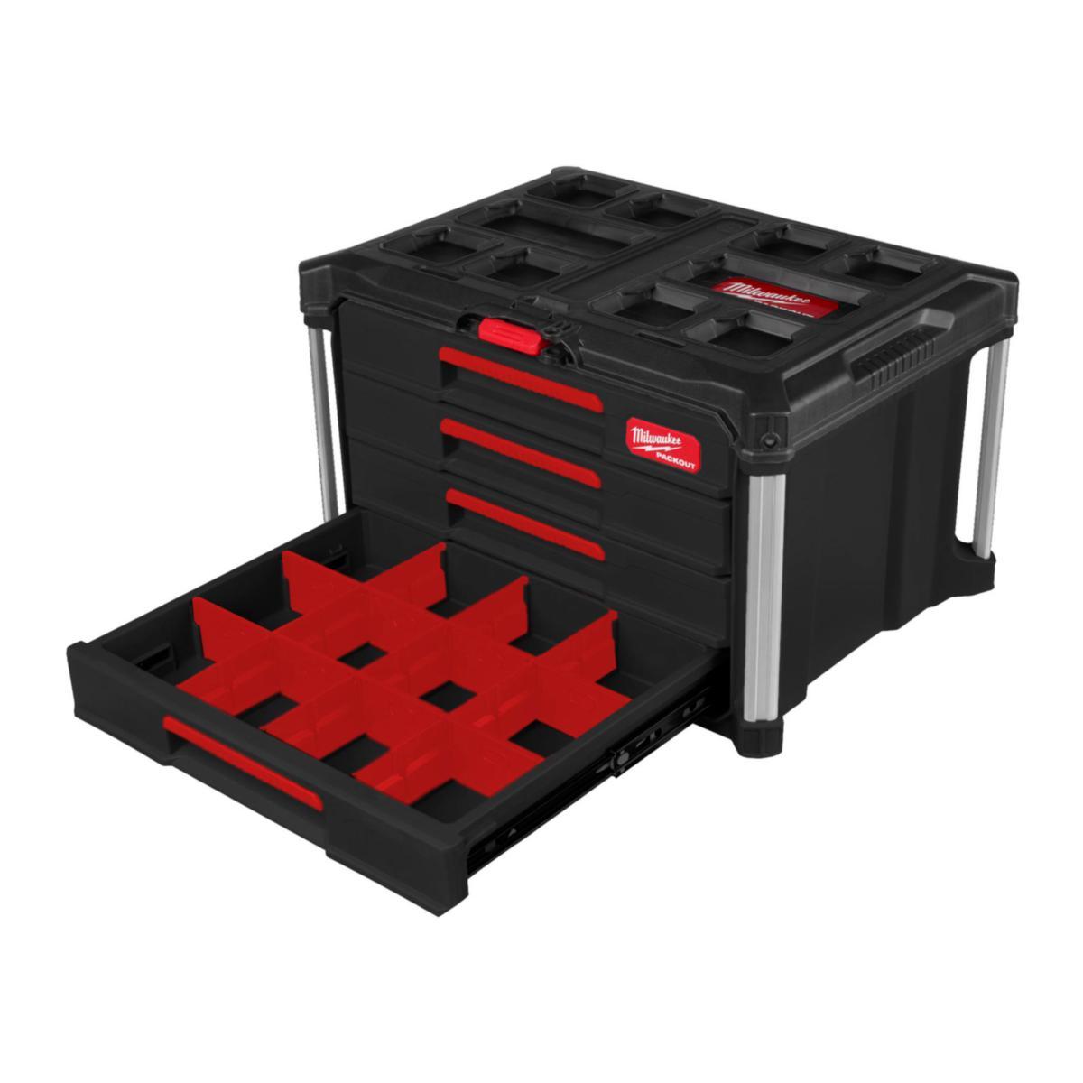Työkalupakki Milwaukee Packout 4 vetolaatikkoa - TYÖKALUPAKKI MILWAUKEE 4 LAATIKKOA PACKOUT