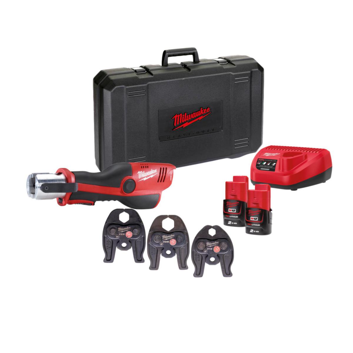 Akkupuristustyökalu Milwaukee M12 HPT-202C GM-SET - AKKUPURISTUSKONE MILWAUKEE M12 HPT-202C GM-SET