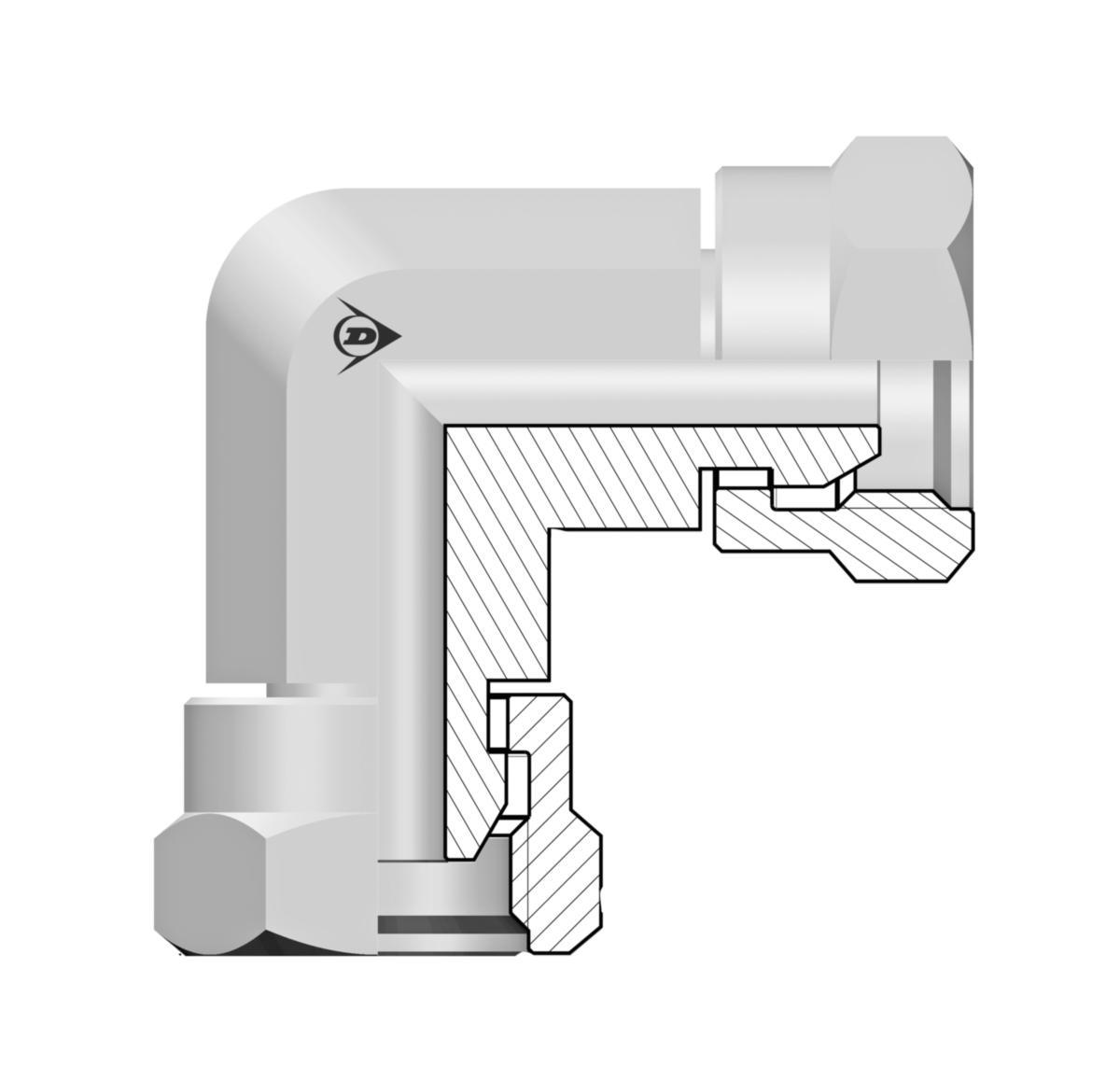 Kulmaliitin Dunlop Hiflex 90ast BSP 60ast sisäkiertein DIN 3852 E6MK4S - NIPPA BSP 90 SK/SK R1/4 DH 04530-04