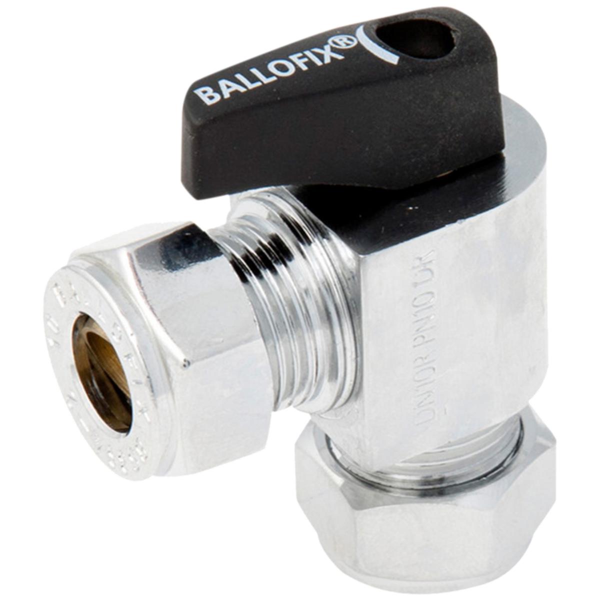 Kulmasulku puserrusliittimin Ballofix - KUULASULKUVENTTIILI KAHVALLA KULMA 12X12 PN10 PUS.LIITT
