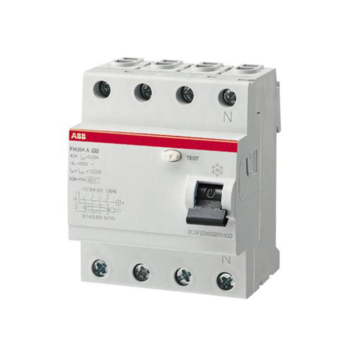 Vikavirtasuojakytkin ABB FH200 - VIKAVIRTASUOJAKYTKIN FH200 4-NAPAINEN 40A 30MA