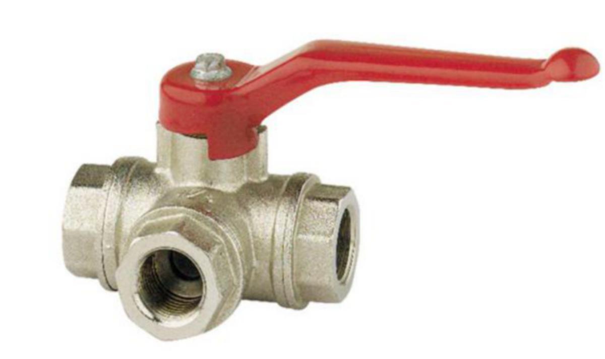 Palloventtiili 3-tie messinki sk T-poraus - PALLOVENTTIILI 3-TIE MESSINKI DN25 PN25 SK T-PORAUS