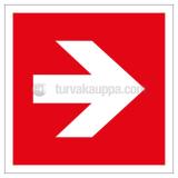 Merkintäkilvet jälkivalaisevat Poistumistie ja Suuntanuolet ST