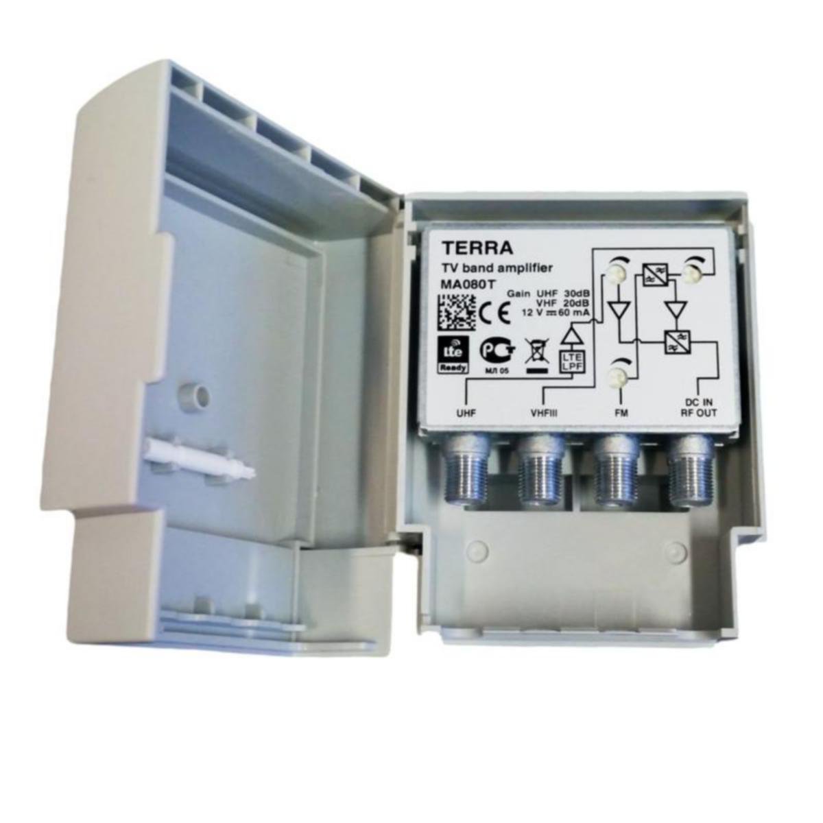 Mastovahvistin Laatuantenni Terra - MASTOVAHVISTIN TERRA MA 080T 3×TULO FM/III/UHF