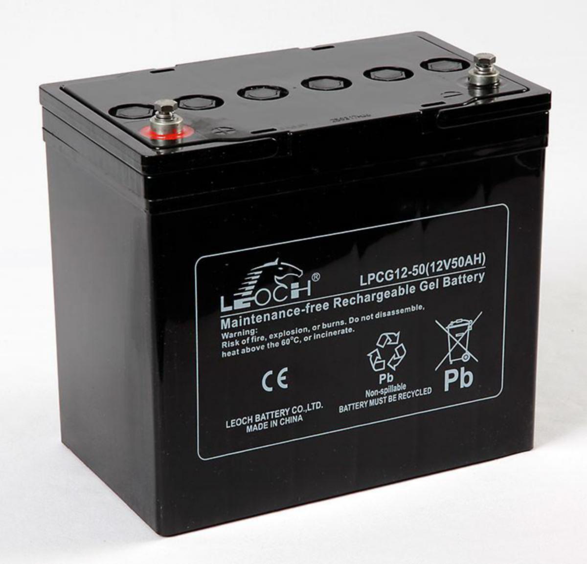 Geeliakut sähköpyörätuoleihin/mopoihin Leoch - AKKU LYIJY SULJETTU LEOCH LPCG12-50 GEELIAKKU T6+A