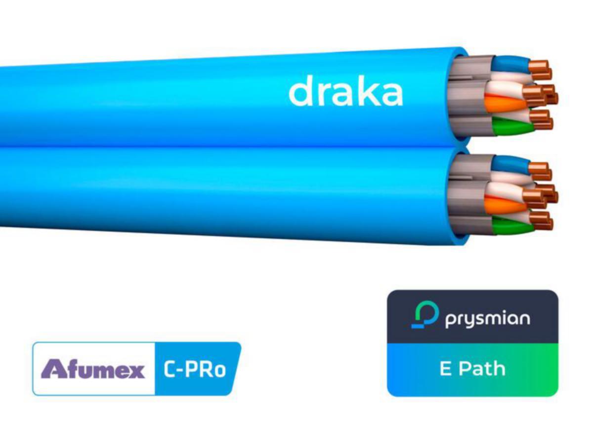 Tietoverkkokaapeli Draka Cat6A suojattu - TIETOVERKKOKAAPELI-CAT6A AFUME UC500-HF C-PRO C6A U/FTP 2X4P