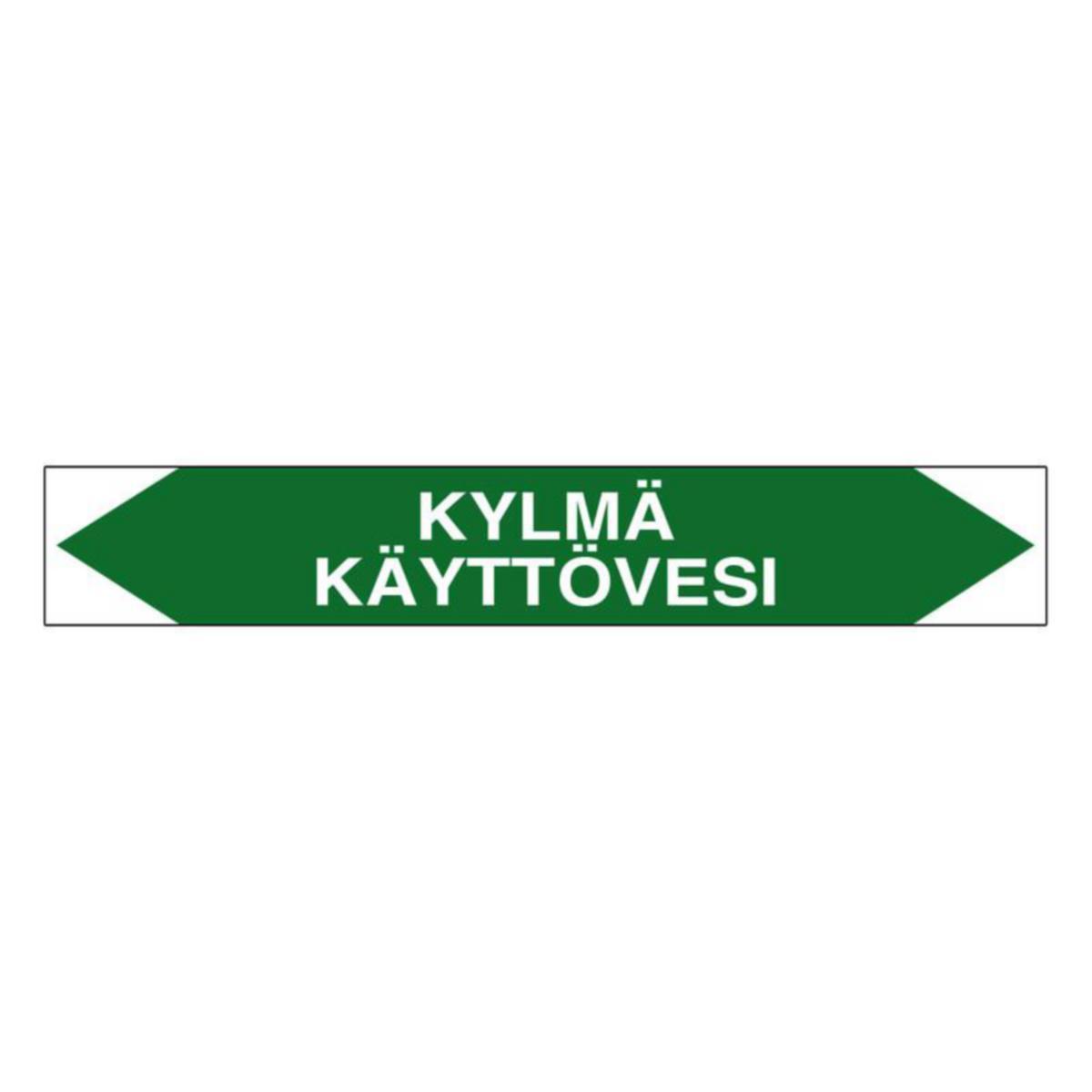Merkintätarra SWM Virtausnuolet 160x25mm - MERKINTÄTARRA 5 KPL ARKKI SWM PUTKISTOTARRA KYLMÄ KÄYTTÖVESI