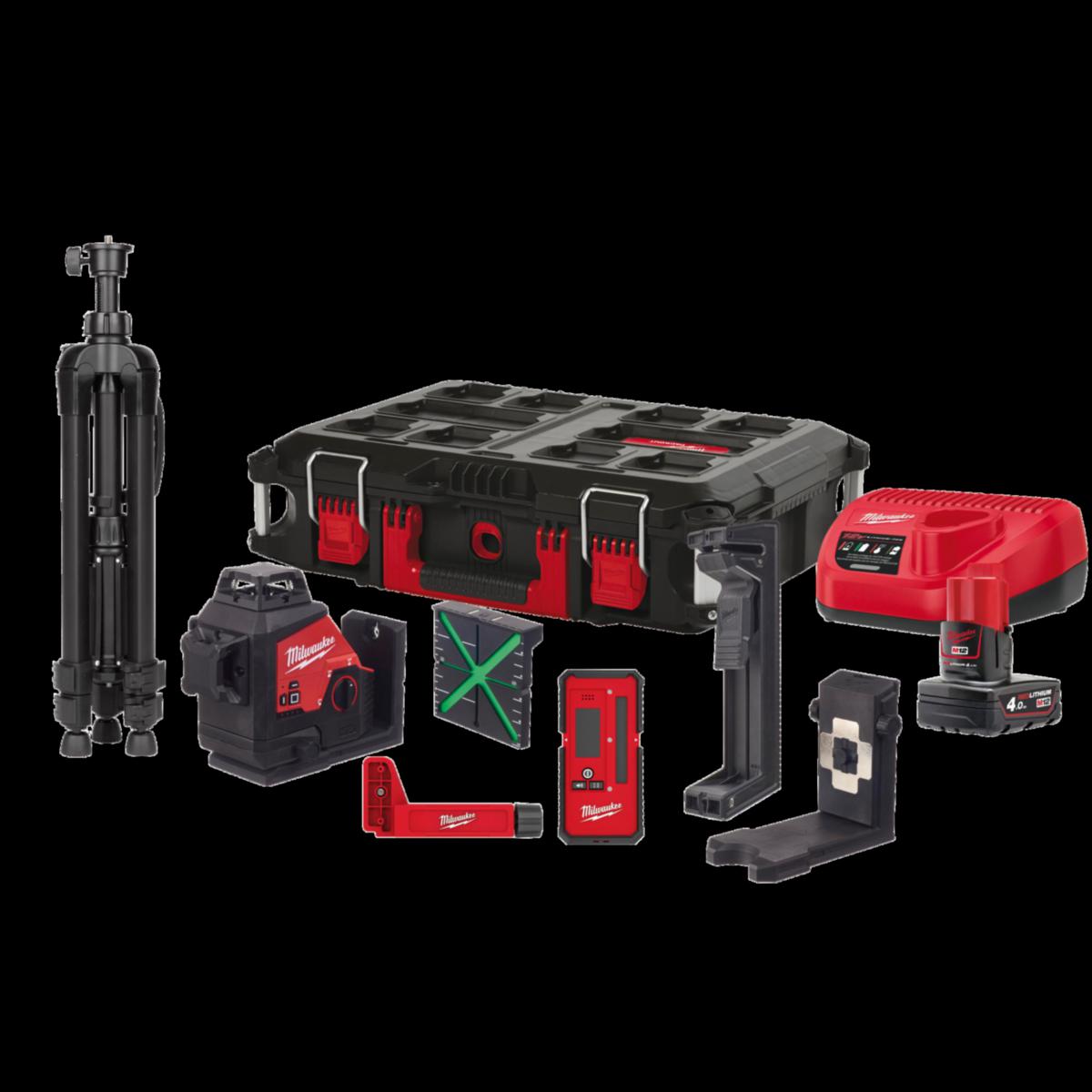 Ristilinjalaseri Milwaukee M12 3PLKIT-401P - AKKURISTILINJALASER MILWAUKEE M12 3PLKIT-401P