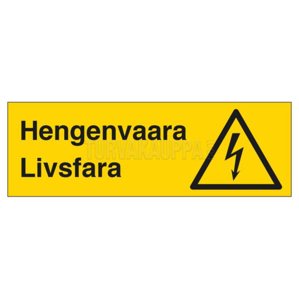 Merkintäkilpi Alumiini - MERKINTÄKILPI HENGENVAARA-LIVSFARA (VAAKA)