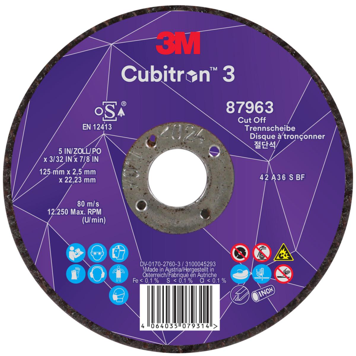 Katkaisulaikka 3M™ Cubitron™ 3 T42 - KATKAISULAIKKA 125X2.5X22.23MM 3M CUBITRON 3 T42 NAPASYVEN.