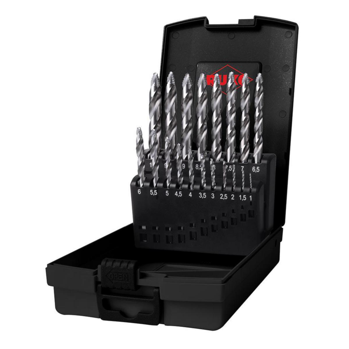 Kierukkaporasarja Ruko HSS Flowstep 1-10mm 19osaa - KIERUKKAPORASARJA 1-10MM 19-OS RUKO 259214RO