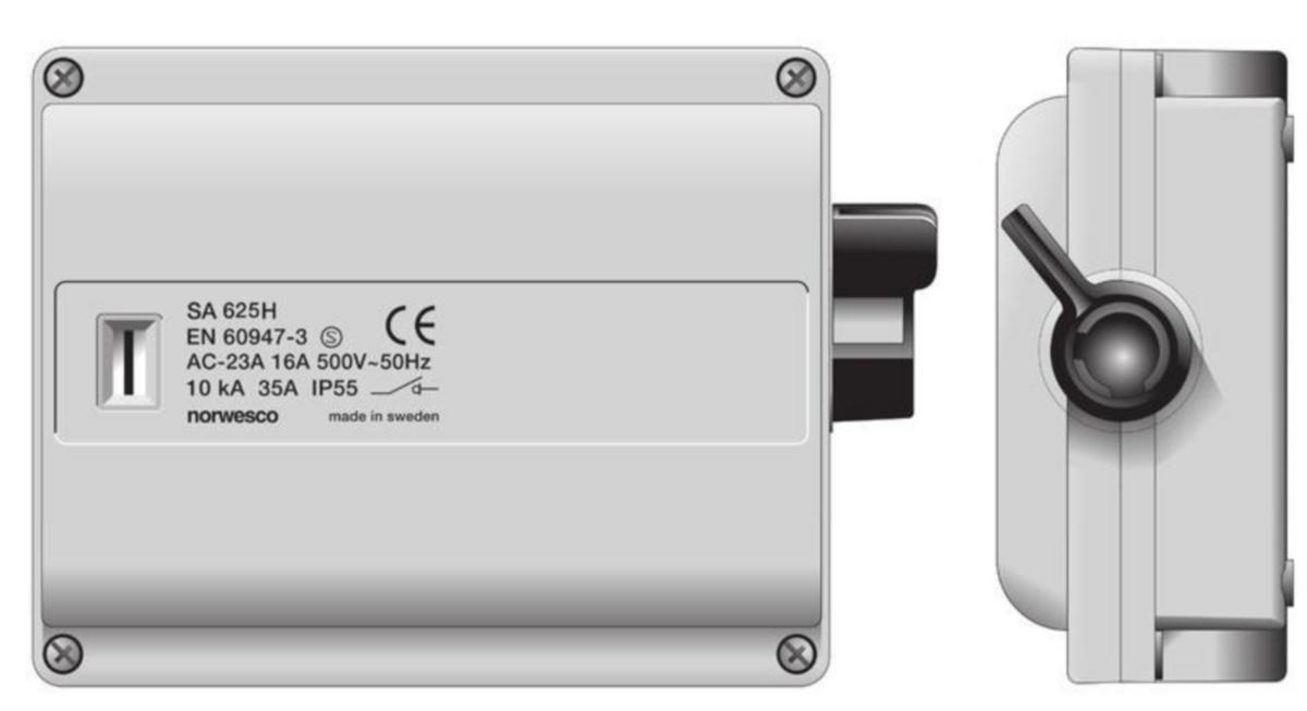 Turvakytkin vipu Norwesco 25A/4xM25/2xM16 - TURVAKYTKIN VIPU NORWESCO SA625H 6x25A+AP 415V 11kW IP54