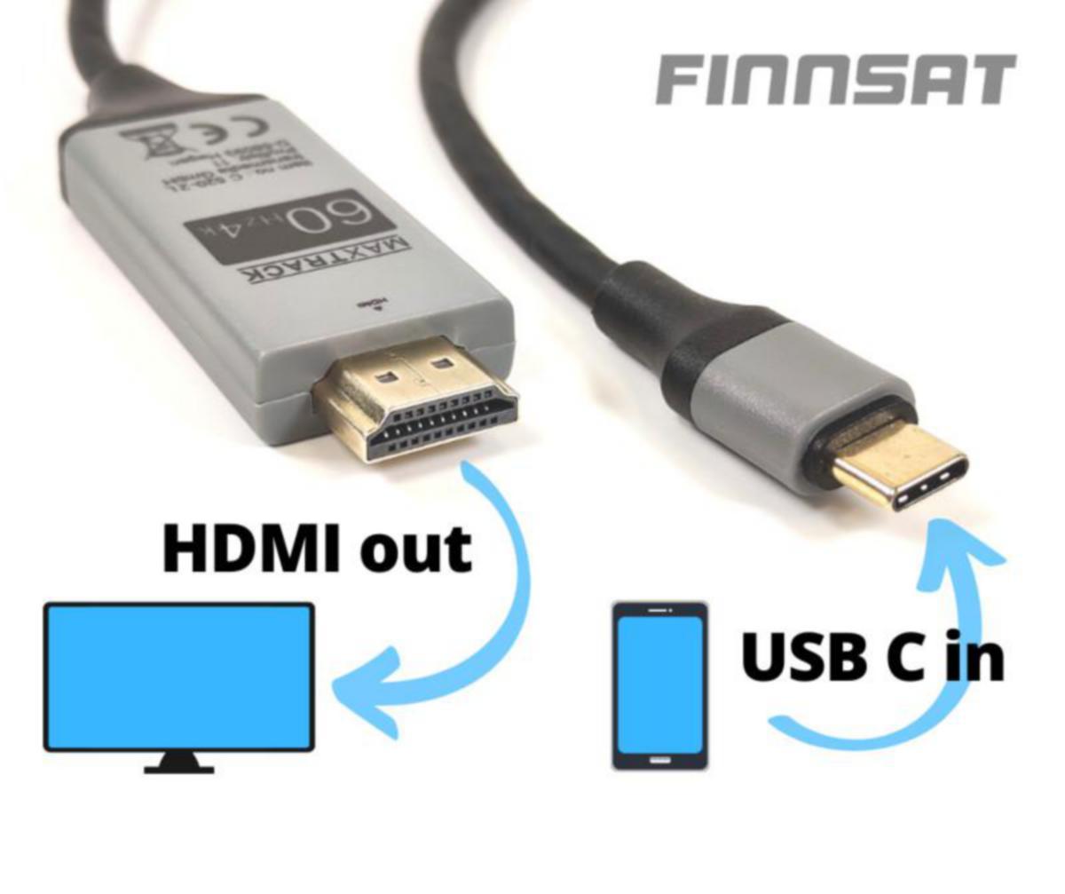 Adapterikaapeli Finnsat HDMI - ADAPTERI FINNSAT USB-C - HDMI KAAPELI 2M