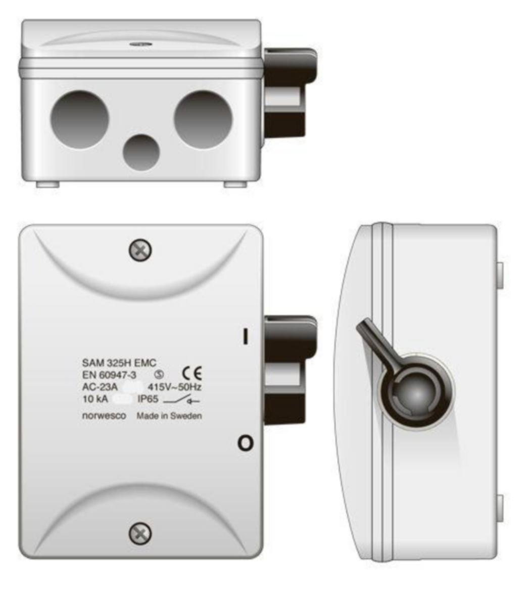 Turvakytkin vipu EMC Norwesco SAM 16-25A - TURVAKYTKIN VIPU EMC NORWESCO SAM316H 3x16A+APUK 7.5kW IP65