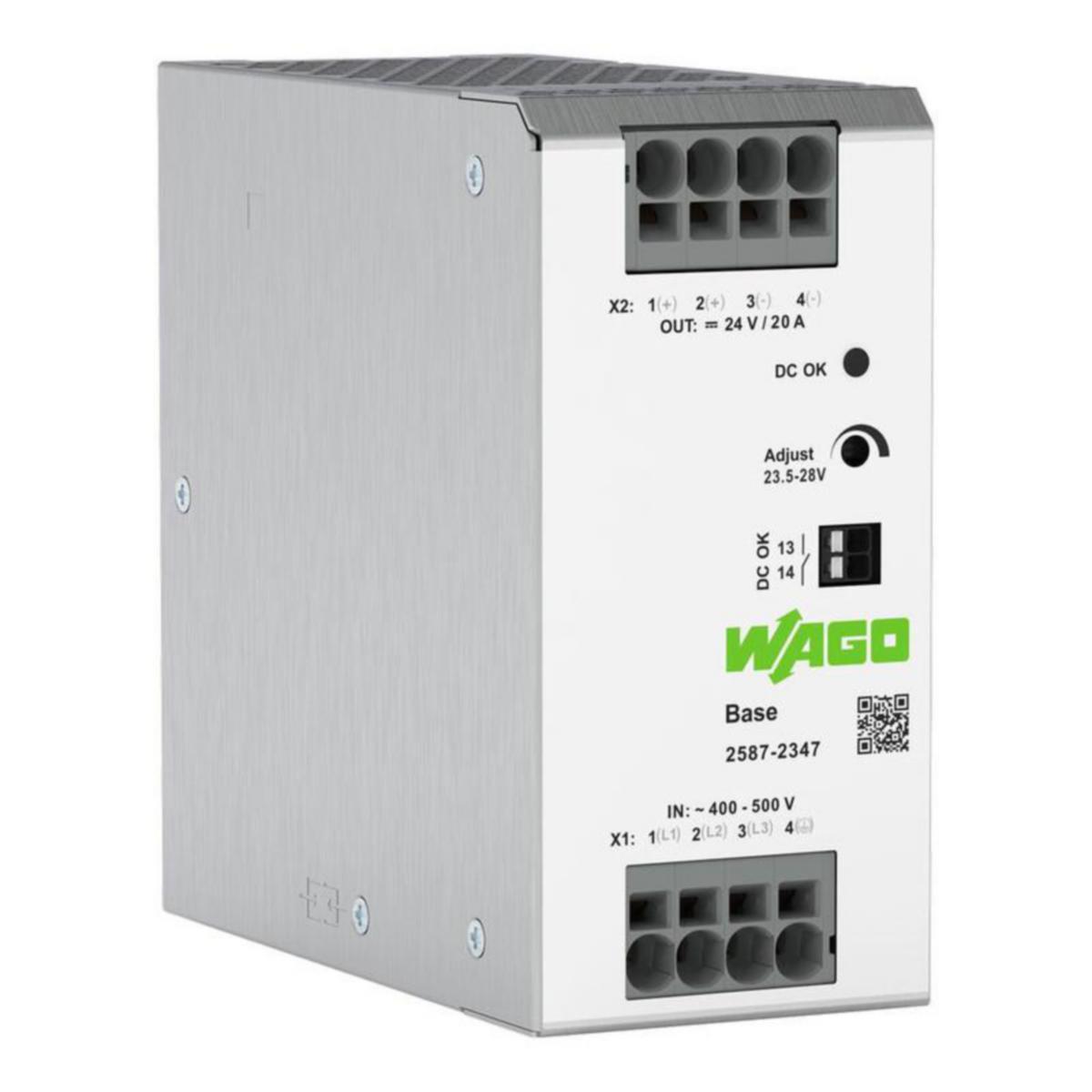 Teholähde Wago 3-vaihe Base - TEHOLÄHDE WAGO 24 VDC 20 A, 3-VAIHE, BASE
