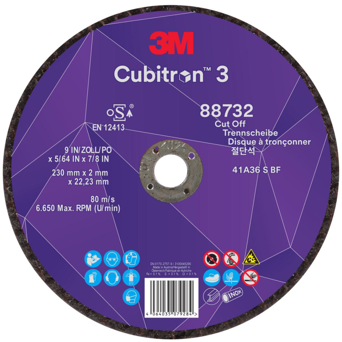 Katkaisulaikka 3M™ Cubitron™ 3 T41 - KATKAISULAIKKA 230X2.0X22.23MM 3M CUBITRON 3 T41