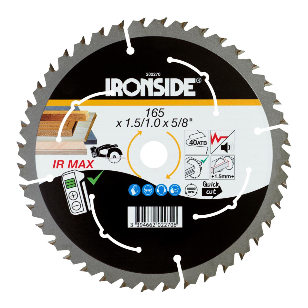 Pyörösahanterä Ironside extra ohut - PYÖRÖSAHANTERÄ 165 MM 40T P/O IRONSIDE 202270