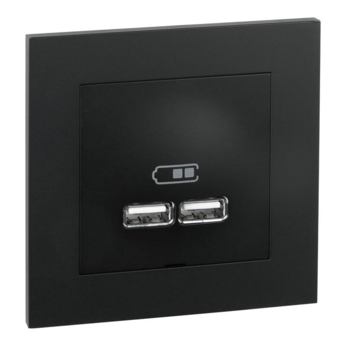 Telerasia ELKO Plus USB-latauspistorasia - TELERASIA ELKO PLUS 2XUSB-A 2.1A MUS SUORA