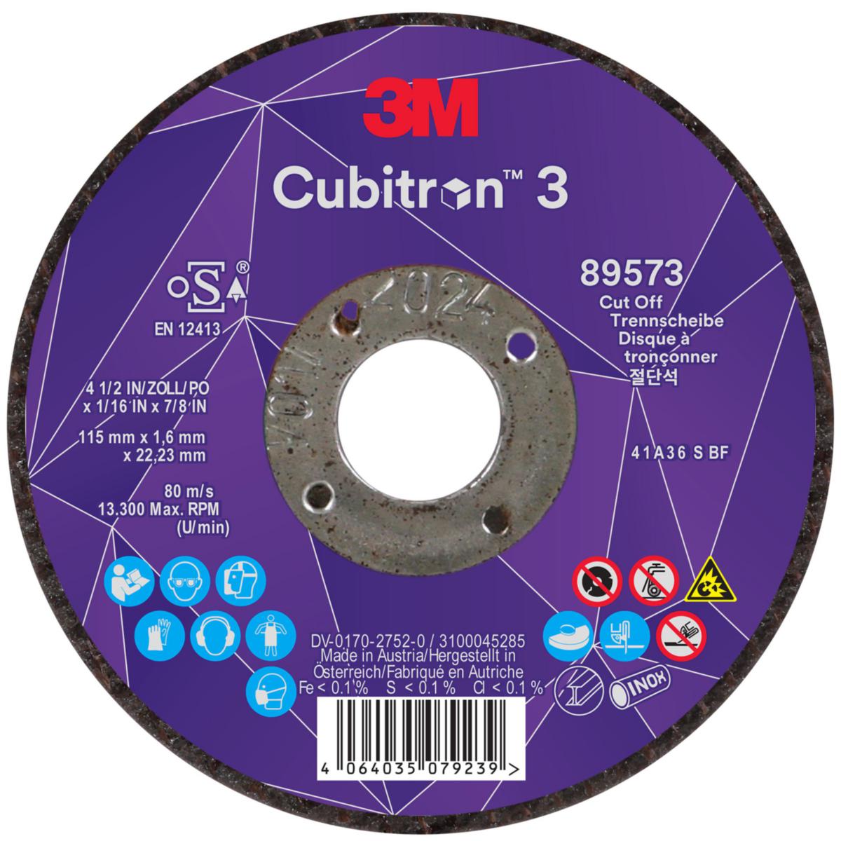 Katkaisulaikka 3M™ Cubitron™ 3 T41 - KATKAISULAIKKA 115X1.6X22.23MM 3M CUBITRON 3 T41