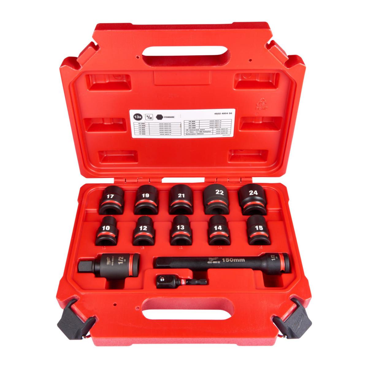 Voimahylsysarja Milwaukee 1/2" 13 osaa - HYLSYSARJA MILWAUKEE 1/2" SHW STD 13KPL