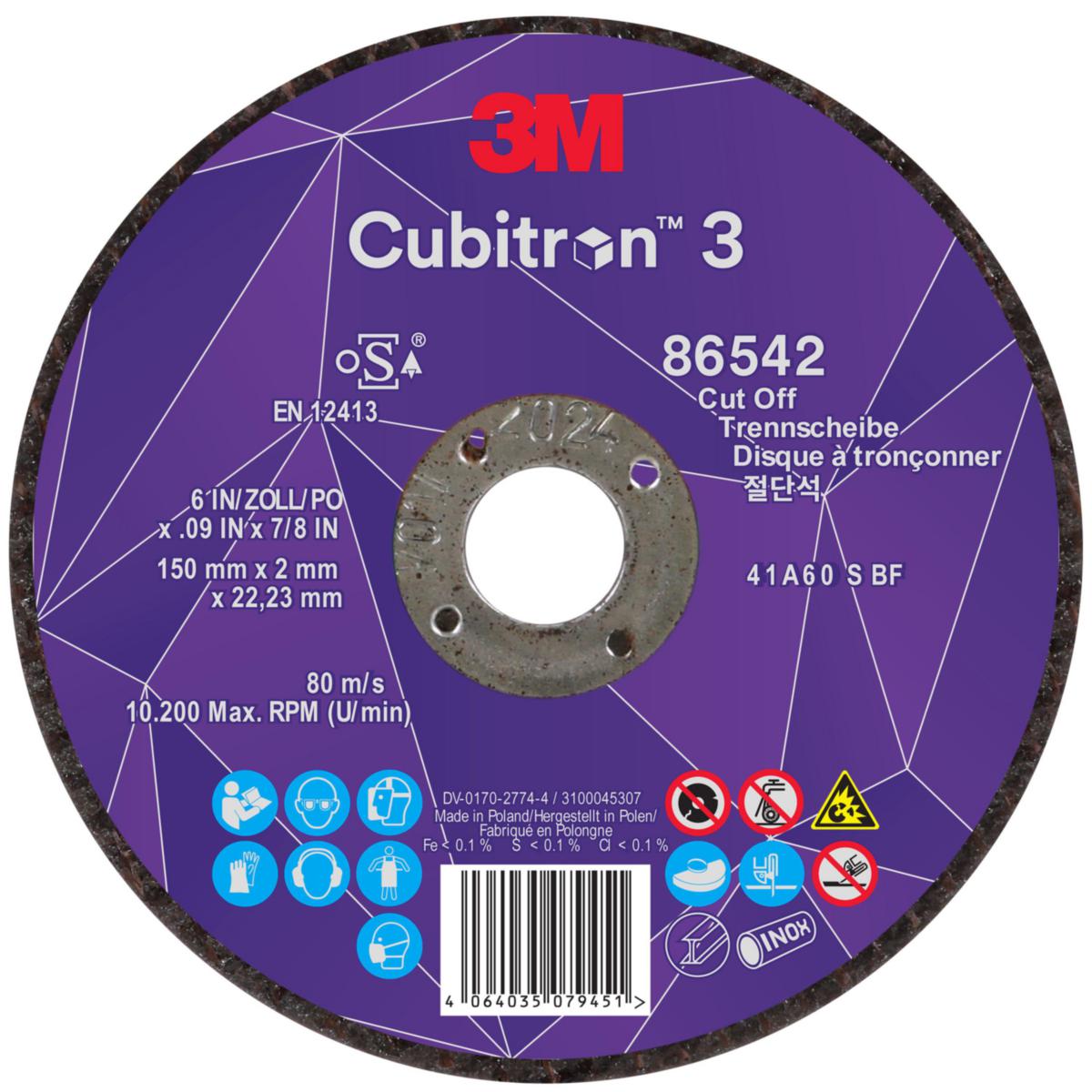 Katkaisulaikka 3M™ Cubitron™ 3 T41 - KATKAISULAIKKA 150X2X22.23MM 3M CUBITRON 3 T41