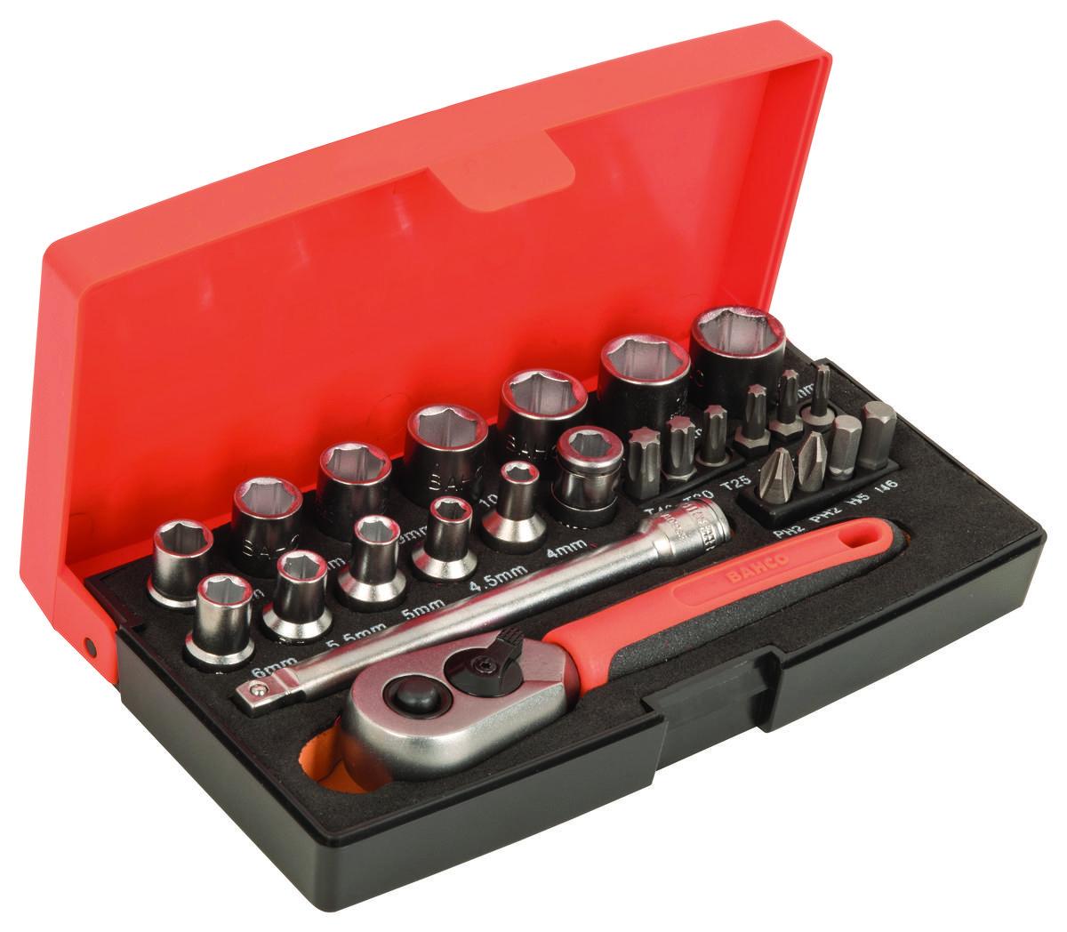 Hylsyavainsarja Bahco SL25 1/4" 25osaa - HYLSYSARJA 1/4" 25 OSAA BAHCO SL25