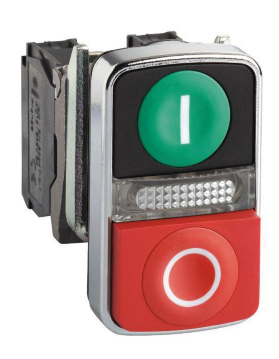 Kaksoiskytkin ja merkkivalo Schneider Electric Harmony XB4 - KAKSOISPAINIKEKALUSTE HARMONY XB4BW73731B5 JA MERKKIVALO