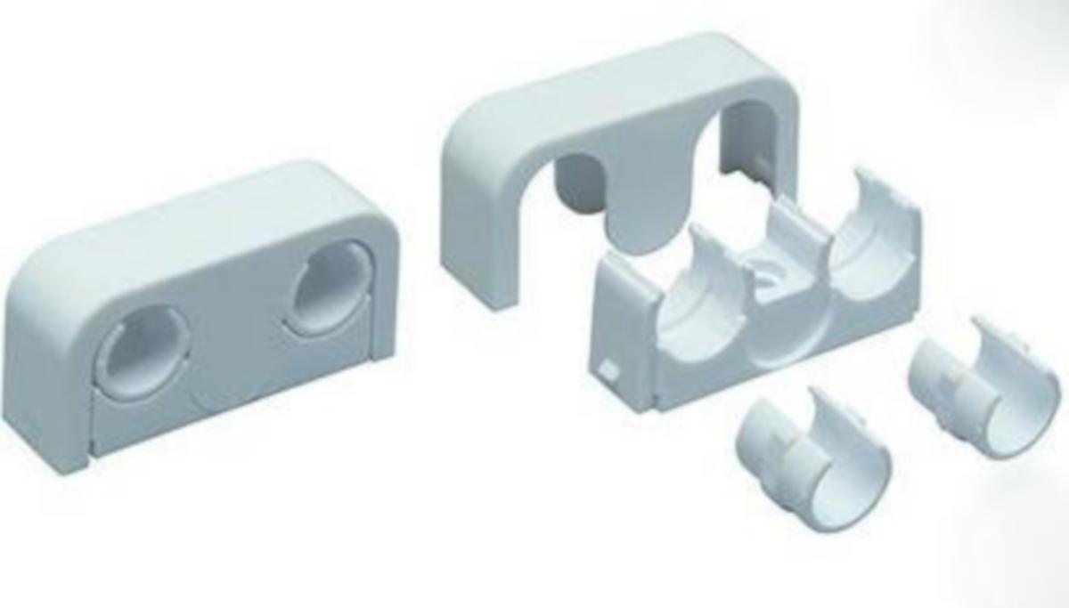 Putkikannake Uponor kahdelle putkelle MLC - PUTKIKANNAKE MLC VALKOINEN UPONOR 16-20,2-PUTKELLE K/K 40