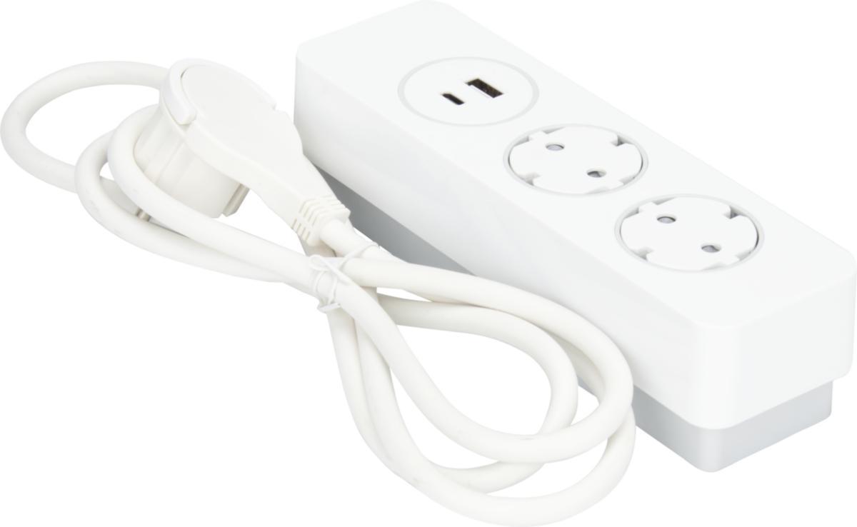 Jatkojohto Pure Push, kombi, maadoitettu suko + USB-A + USB-C - JATKOJOHTO 2+1+1 KOMB 2M VALK PURE PUSH 2xSUKO+1USB-A+1USB-C