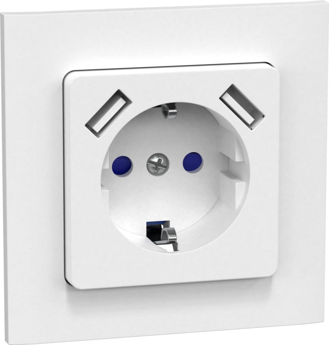 Pistorasia USB-liittimin, uppoasennus, maadoitettu, Connect 2 Home, Gelia - PISTORASIA 1-OS + 2xUSB 2.1A CONNECT2HOME UPPO VALK 16A