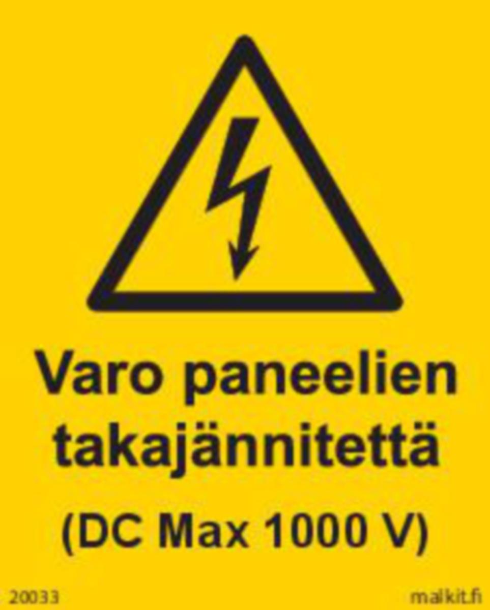 Merkintätarra Malkit Sähköala - MERKINTÄTARRA MALKIT VARO TAKAJÄNNITETTÄ 80X100