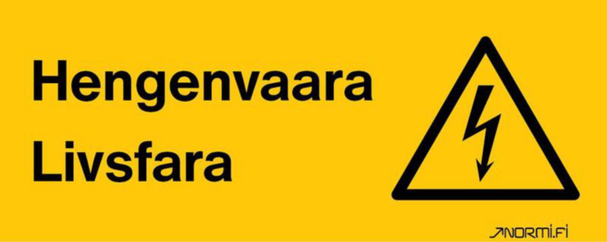Merkintätarra Normiopaste - MERKINTÄTARRA NORMIOPASTE HENGENVAARA / LIVSFARA