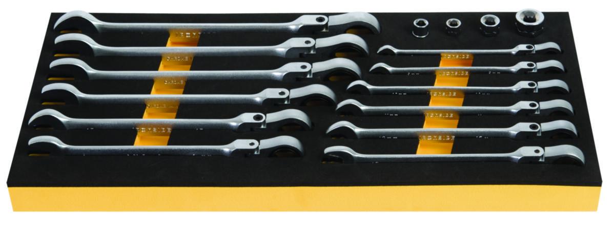 Työkalumoduuli Ironside räikkälenkkiavainsarja nivelellä 16 osaa - RÄIKKÄLENKIT NIVEL 8-19MM 12+4 IRONSIDE 100249 MODUULI 40X19F