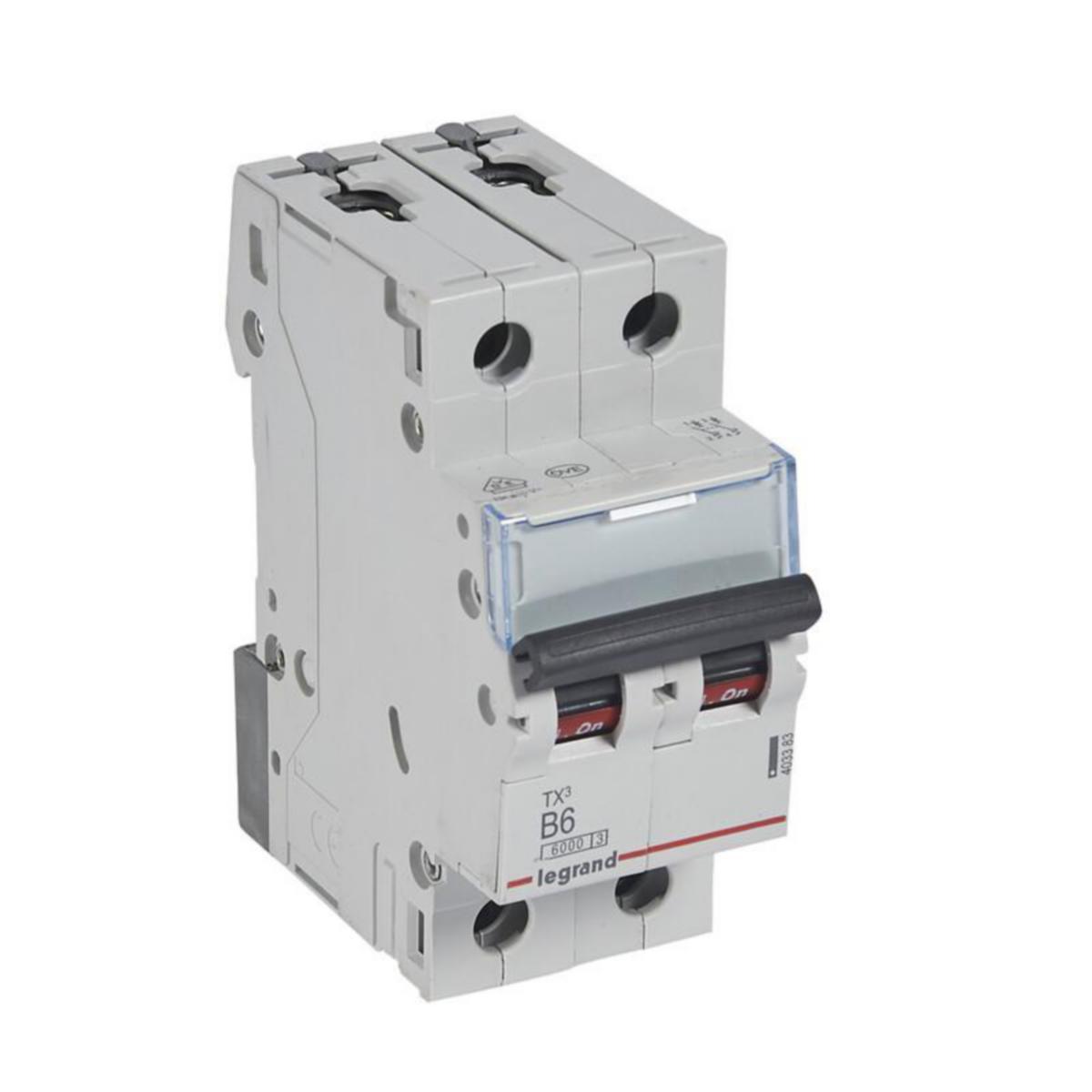 Johdonsuojakatkaisija Legrand B-käyrä 2-nap. 6kA - JOHDONSUOJAKATKAISIJA TX3 JSK, 2-NAP. B6, 6KA