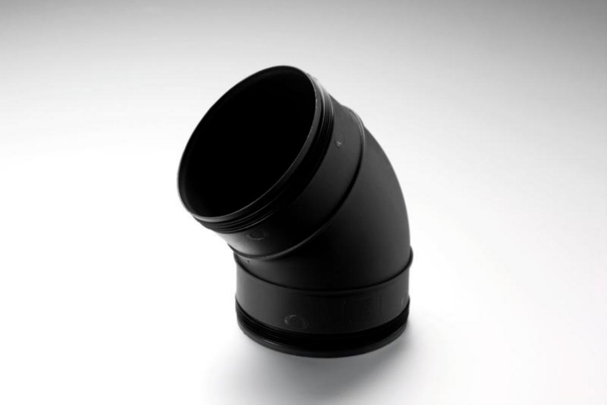Käyrä Uponor muovia 45°, 100 - 200mm - KULMAYHDE MUOVIA UPONOR 125X45 (KÄYRÄ)
