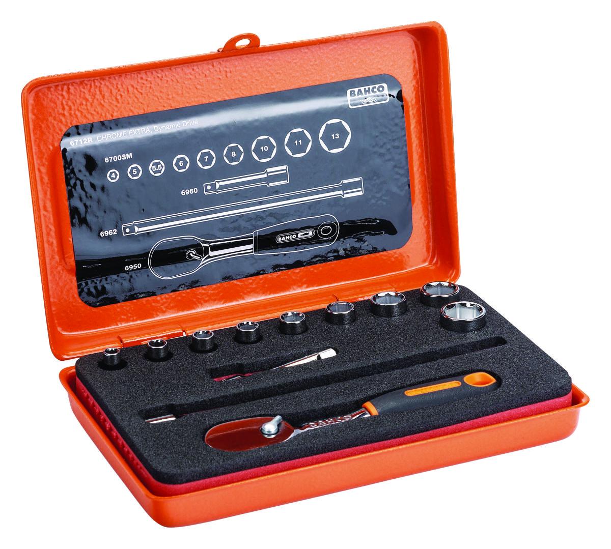 Hylsyavainsarja Bahco 6712R 1/4" 12osaa - HYLSYAVAINSARJA MM 1/4" BAHCO 6712R
