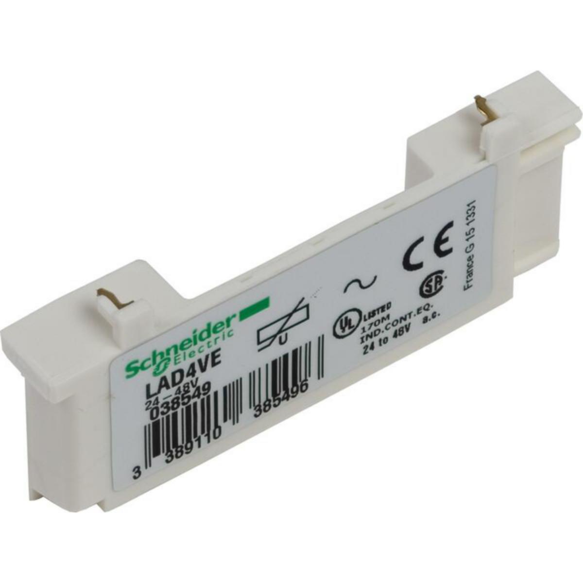 Aikahidastuslohko Schneider Electric TeSys - VARISTORISUOJA TESYS LAD4VG, VARISTORI, 50-127V AC