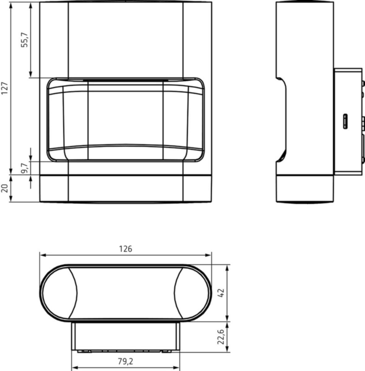 Tunnistinvalaisin Theben theLeda D - TUNNISTINVALAISIN THELEDA D IP55 LED14W 3000K 760+475LM AL