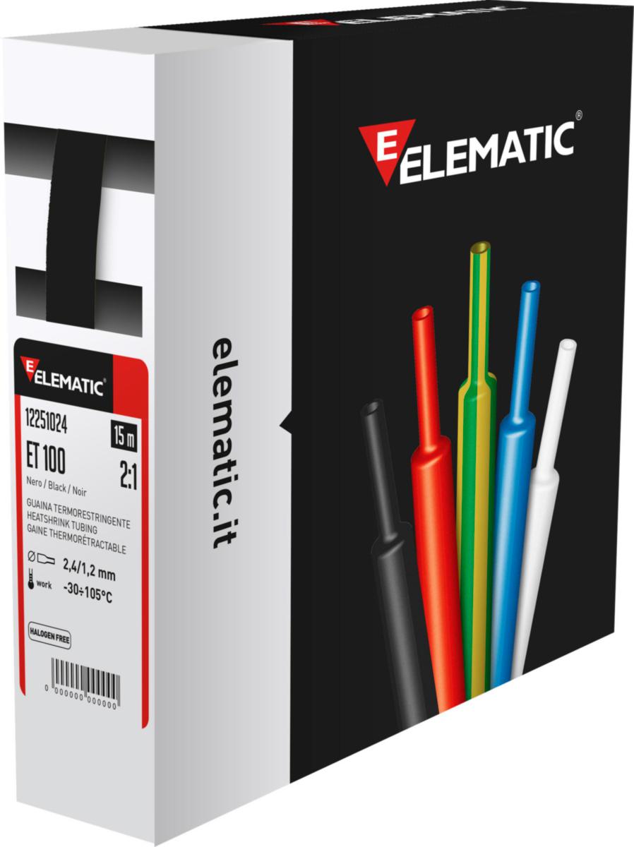 Kutisteletku Elematic laatikossa ohutseinämä musta - KUTISTELETKU ELEMATIC ET301 18/6 MUSTA 4m LAATIKKO