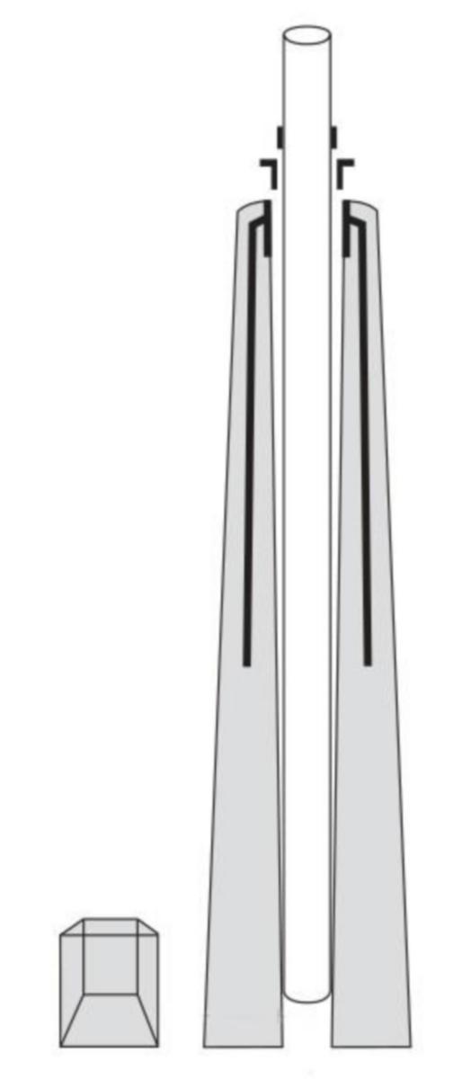 Pylväsjalusta (kiinnitys muovilukitusrenkaalla) Lujabetoni RBJ-A1,A2,A3 - PYLVÄSJALUSTA LUJABETONI RBJ-A2 (38-50. 60.3MM. 1-3M)