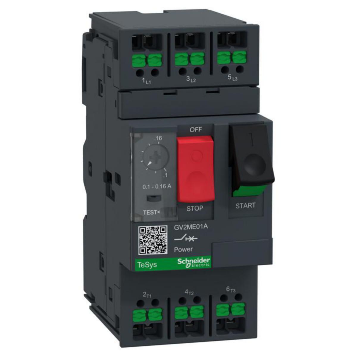 Moottorinsuojakatkaisija Schneider Electric TeSys 3P AC3 - MOOTTORINSUOJAKATKAISIJA TESYS 3P, AC-3, 0,1-0,16A, SNAP-IN