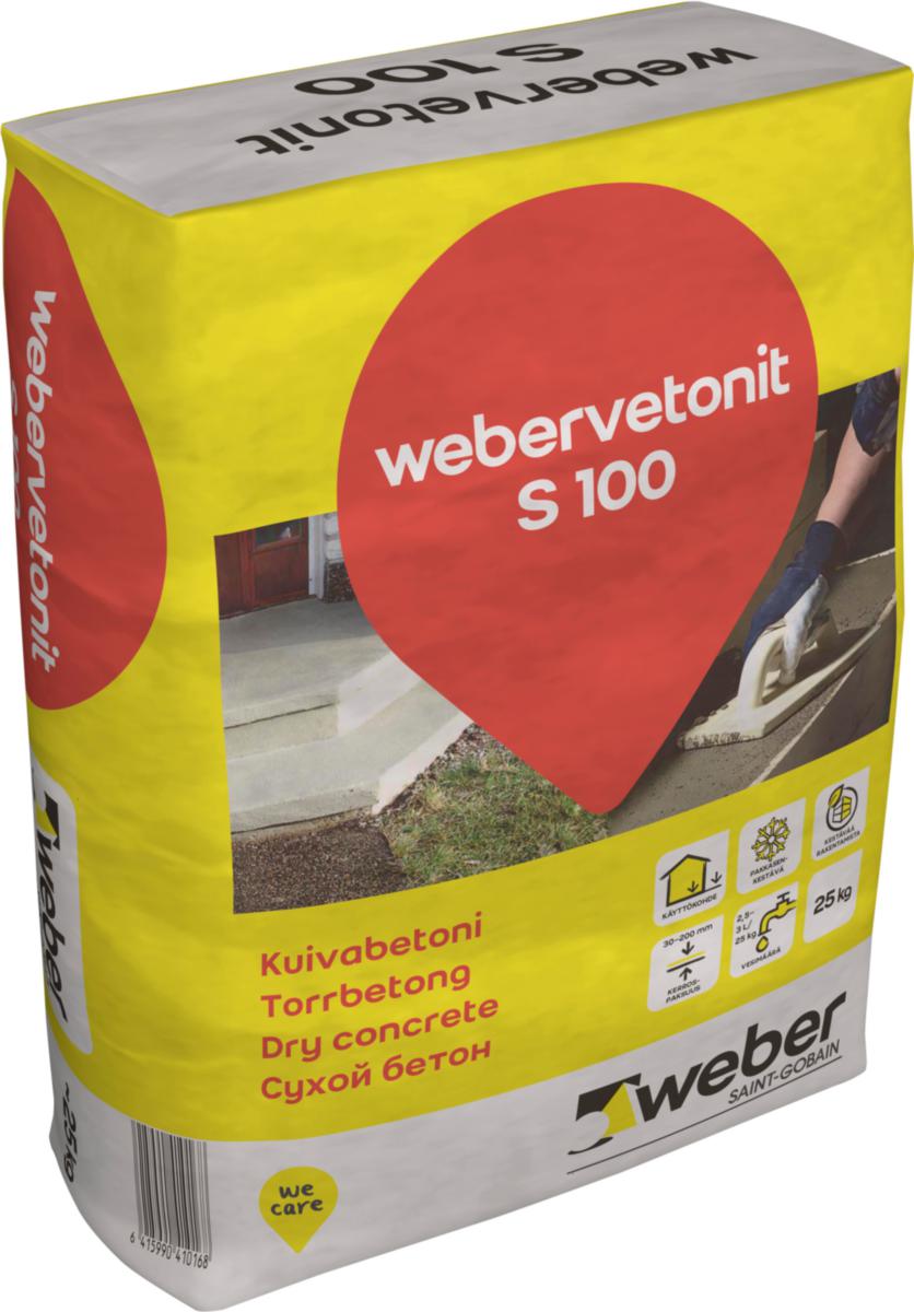 Kuivabetoni Weber Webervetonit S100 - KUIVABETONI WEBER S 100 PLUS 25KG