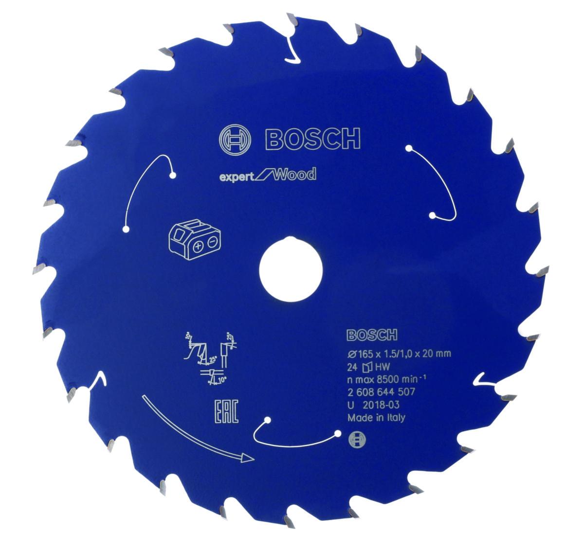 Pyörösahanterä Bosch Expert for Wood - PYÖRÖSAHANTERÄ AKKUKONEELLE BOSCH EXP PUU 165X20MM 48T
